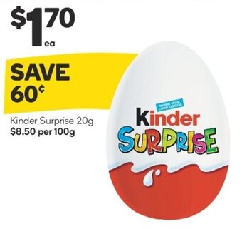 Woolworths Kinder Surprise 20g offer