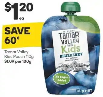 Woolworths Tamar Valley Kids Pouch 110g offer