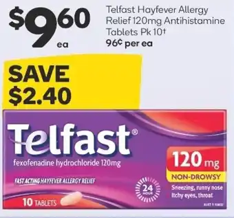 Woolworths Telfast Hayfever Allergy Relief 120mg Antihistamine Tablets Pk 10+ 120mg offer