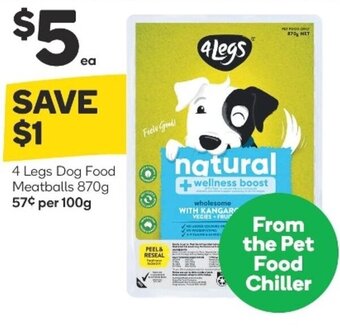 Woolworths 4 Legs Dog Food Meatballs 870g offer