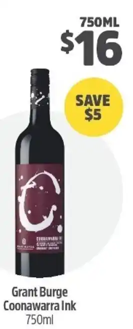 Woolworths Grant Burge Coonawarra Ink 750ml offer