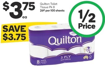 Woolworths Quilton Toilet Tissue Pk 8 offer