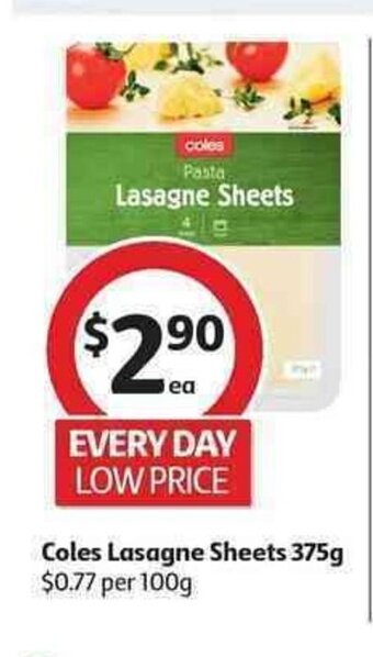 Coles Coles Lasagne Sheets 375g offer