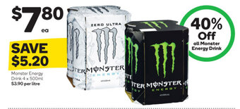 Woolworths Monster Energy Drink 4x500ml offer