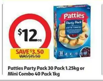 Coles Patties Party Pack 30 Pack 1.25kg or Mini Combo 40 Pack 1kg offer