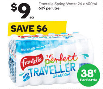 Woolworths Frantelle Spring Water 24x600ml offer