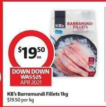 Coles KB's Barramundi Fillets 1kg offer