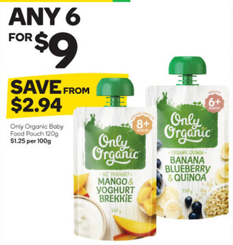 Woolworths Only Organic Baby Food Pouch 120g offer