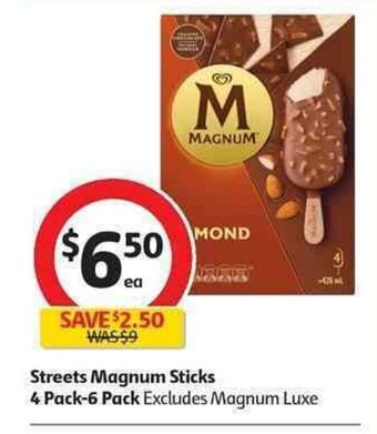 Coles Streets Magnum Sticks 4 Pack - 6 Pack offer