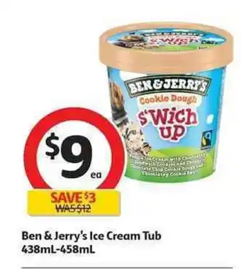 Coles Ben & Jerry's Ice Cream Tub 438mL - 458mL offer