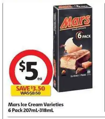 Coles Mars Ice Cream Varieties 6 pack 207mL - 318mL offer