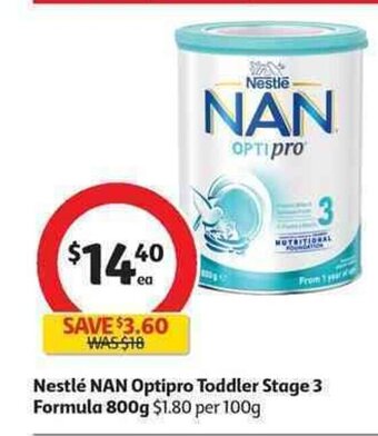Coles Nestle NAN Optipro Toddler Stage 3 Formula 800g offer