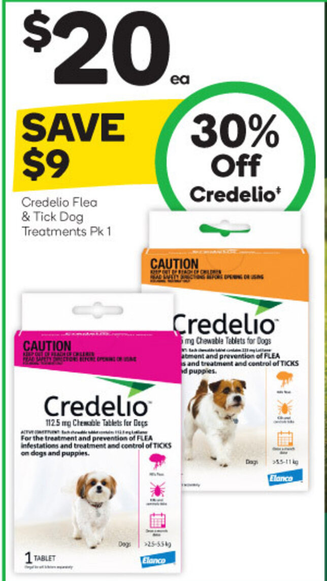 Credelio Flea & Tick Dog Treatment Pk 1 offer at Woolworths
