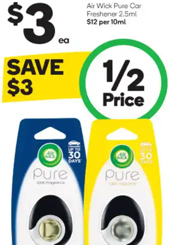 Woolworths Air Wick Pure Car Freshener 2.5ml offer