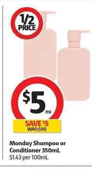 Coles Monday Shampoo or Conditioner 350mL offer