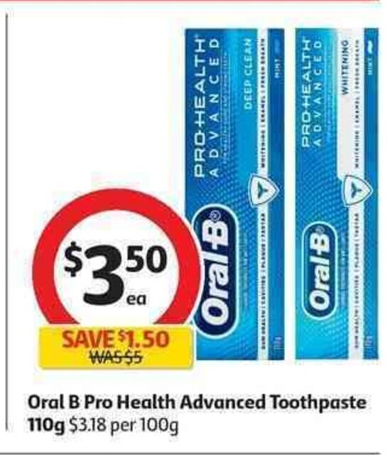 Oral B Pro Health Advanced Toothpaste 110g offer at Coles