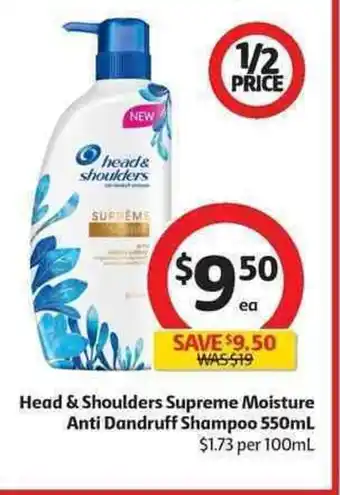 Coles Head & Shoulders Supreme Moisture Anti Dandruff Shampoo 550mL offer