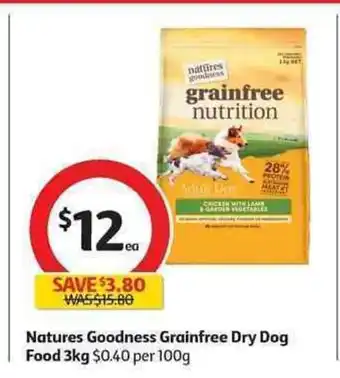 Coles Natures Goodness Gainfree Dry Dog Food 3kg offer