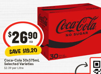 IGA Coca-Cola 30x375mL Selected Varieties offer