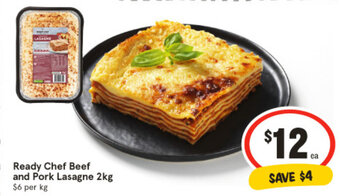 IGA Ready Chef Beef and Pork Lasagne 2kg offer