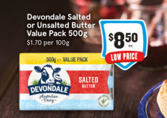 IGA Devondale Salted or Unsalted Butter Value Pack 500g offer