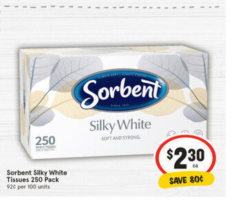 IGA Sorbent Silky White Tissues 250 Pack offer