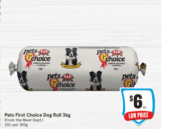 IGA Pets First Choice Dog Roll 3kg offer
