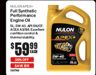 SuperCheap Auto NULON APEX+ Full Synthetic Performance Engine Oil offer