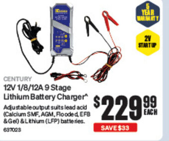 SuperCheap Auto CENTURY 12V 1/8/12A 9 Stage Lithium Battery Charger offer