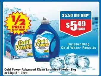 Chemist Warehouse Cold Power Advanced Clean Laundry Powder 1kg or Liquid 1 Litre offer