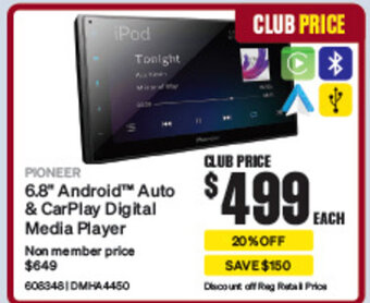 SuperCheap Auto PIONEER 6.8" Android™ Auto & CarPlay Digital Media Player offer
