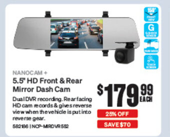 SuperCheap Auto NANOCAM + 5.5" HD Front & Rear Mirror Dash Cam offer