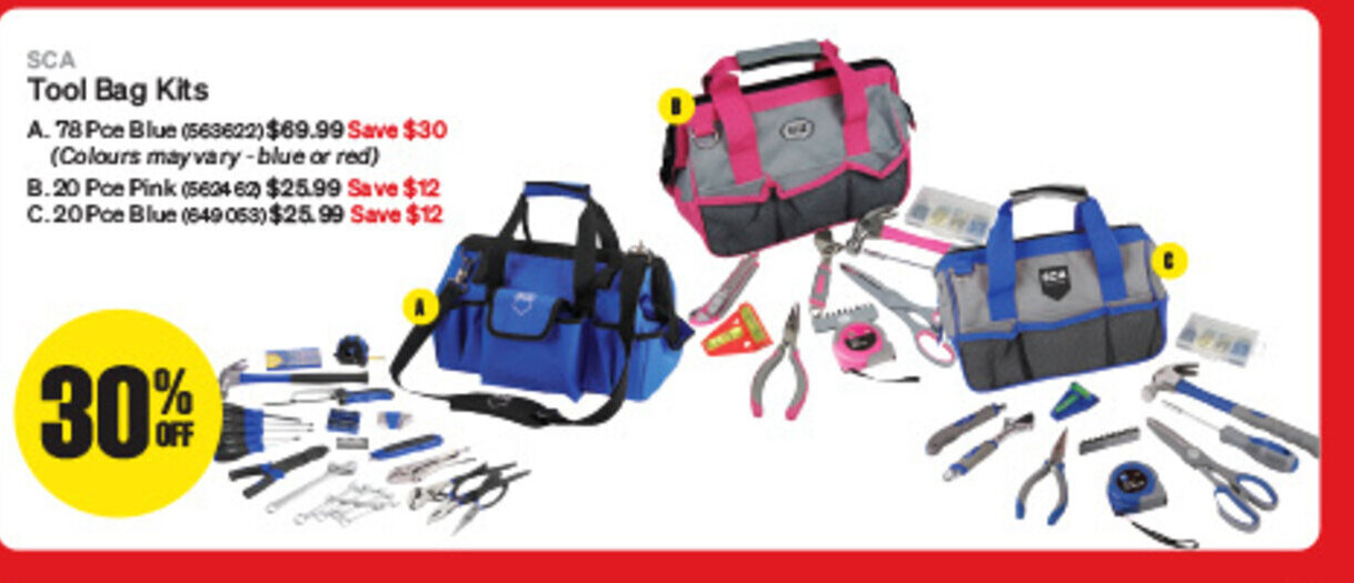 SCA Tool Bag Kits offer at SuperCheap Auto