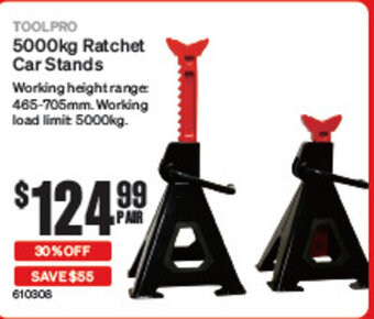 SuperCheap Auto TOOLPRO 5000kg Ratchet Car Stands offer