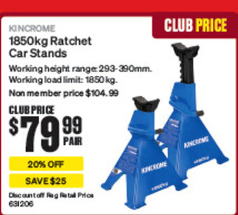 SuperCheap Auto KINCROME 1850kg Ratchet Car Stands offer