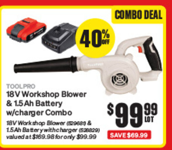 TOOLPRO 18 V Blower & 1.5 Ah Battery w/charger Combo offer at
