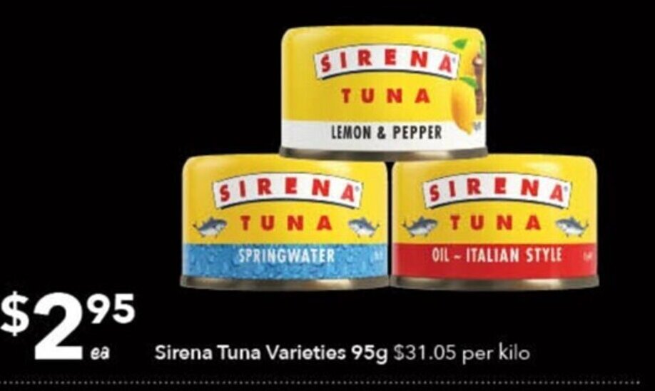 Sirena Tuna Varieties 95g offer at Ritchies