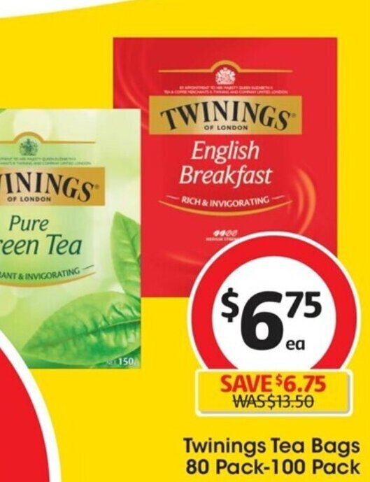 Twinings Tea Bags 80 Pack100 Pack offer at Coles