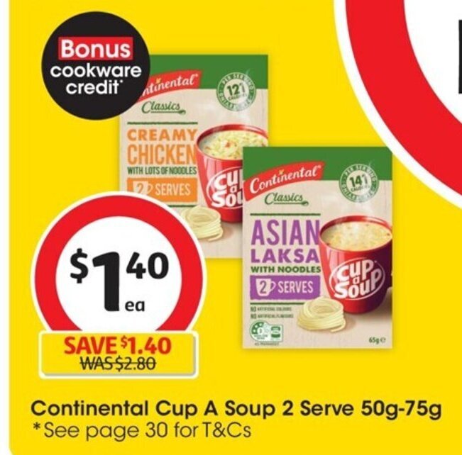 Continental Cup A Soup 2 Serve 50g75g offer at Coles