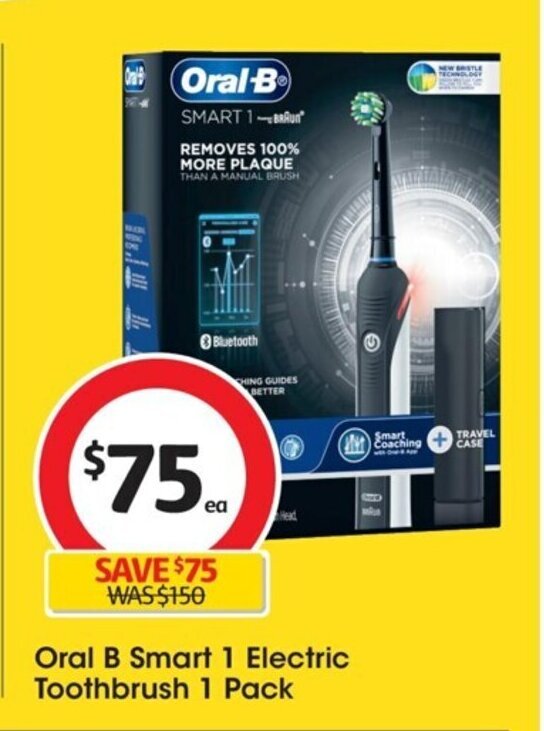 Oral B Smart 1 Electric Toothbrush 1 Pack offer at Coles