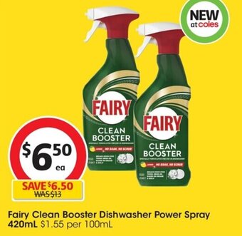 Coles Fairy Clean Booster Dishwasher Power Spray 420mL offer