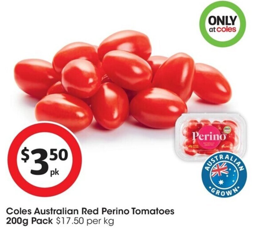 Coles Australian Red Perino Tomatoes 200g Pack offer at Coles