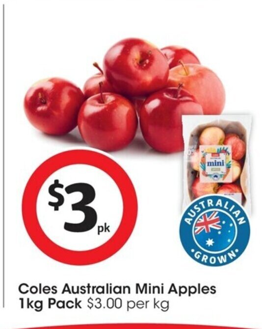 Coles Australian Mini Apples 1kg Pack offer at Coles
