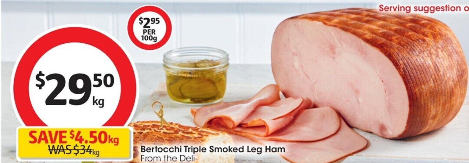 Bertocchi Triple Smoked Leg Ham offer at Coles