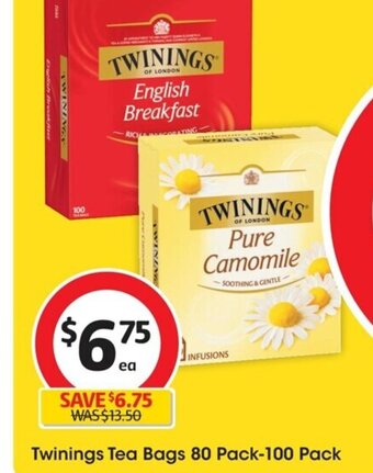 Coles Twinings Tea Bags 80 Pack-100 Pack offer