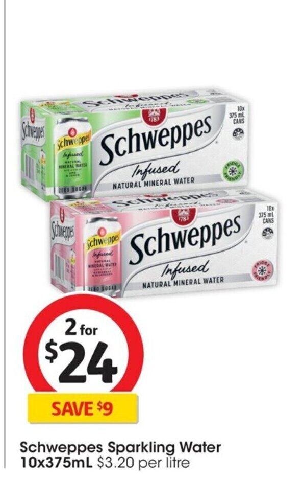 Schweppes Sparkling Water 10x375mL offer at Coles