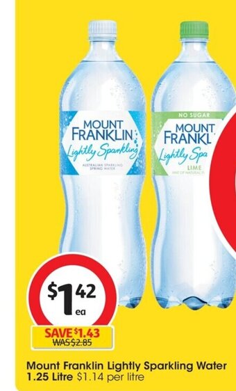Coles Mount Franklin Lightly Sparkling Water 1.25 Litre offer