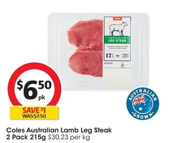 Coles Coles Australian Lamb Leg Steak 2 Pack 215g offer
