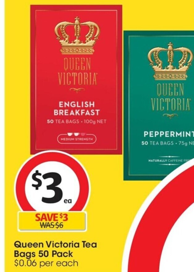 Queen Victoria Tea Bags 50 Pack offer at Coles