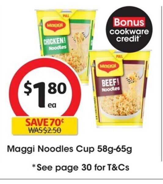Maggi Noodles Cup 58g65g offer at Coles